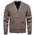 Men's striped cardigan sweater with long sleeves and wool lining in multiple colour options