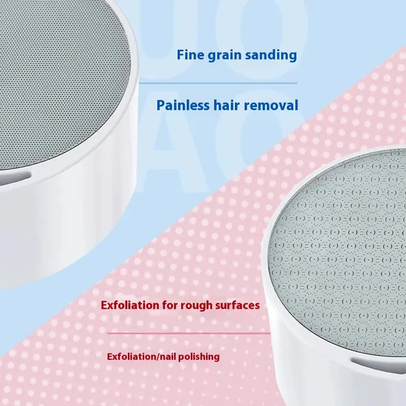 Nano glass epilator and foot grinder, a white plastic 2-in-1 personal grooming device.