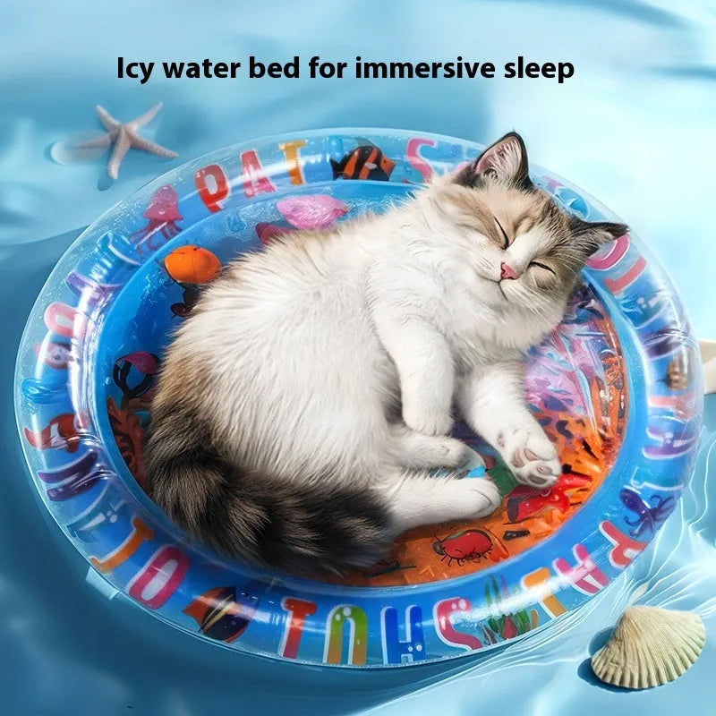 PVC inflatable water cushion cooling bed for cats in summer with dolphin design