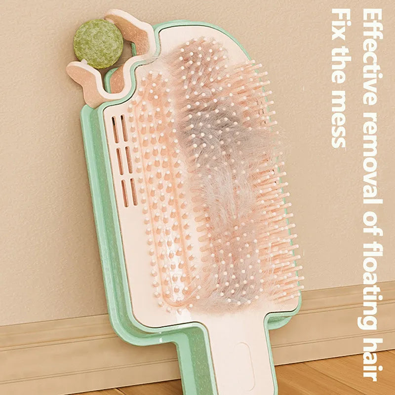 Ice cream cone shaped cat scratching post with grooming arch and feather attachments