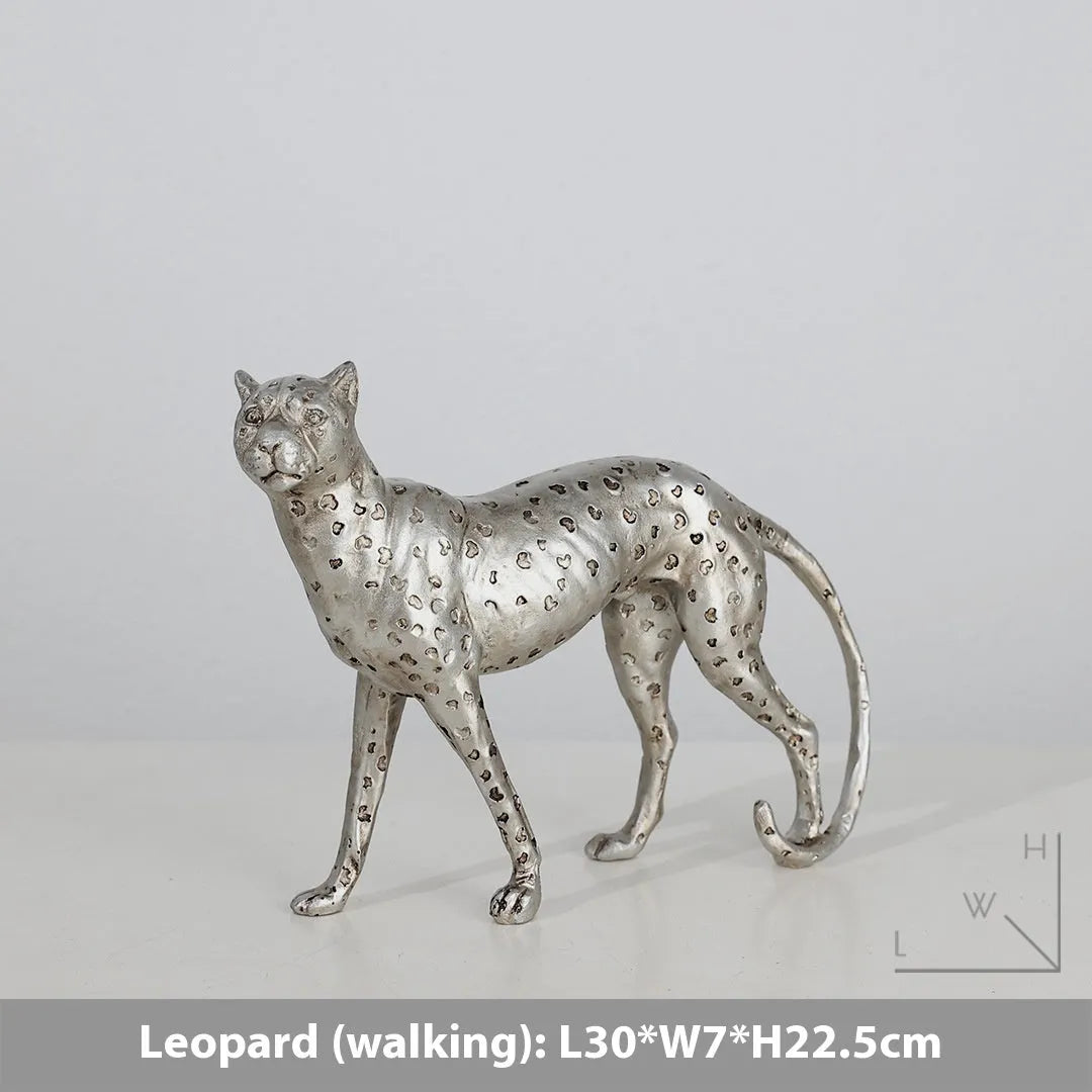 American Leopard resin ornament in modern style available in small large and walking posture sizes for home decoration