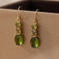 Green quadrilateral geometric copper earrings in retro bohemian style