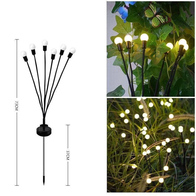 Solar-powered garden ground light with multiple LED heads and automatic dusk-to-dawn operation