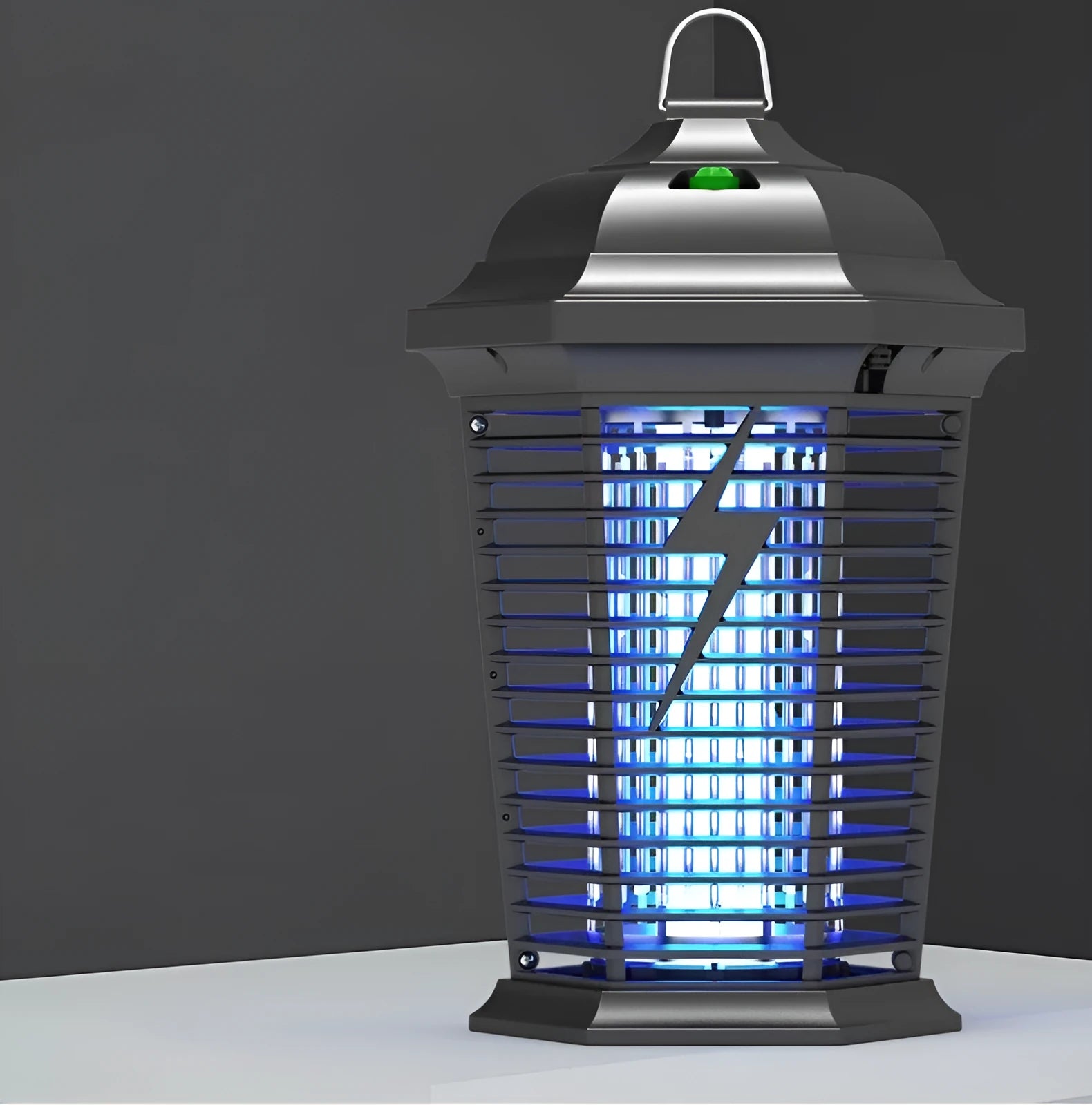 Black outdoor mosquito catcher with UV lamp and electric shock grid for 61 square metre coverage
