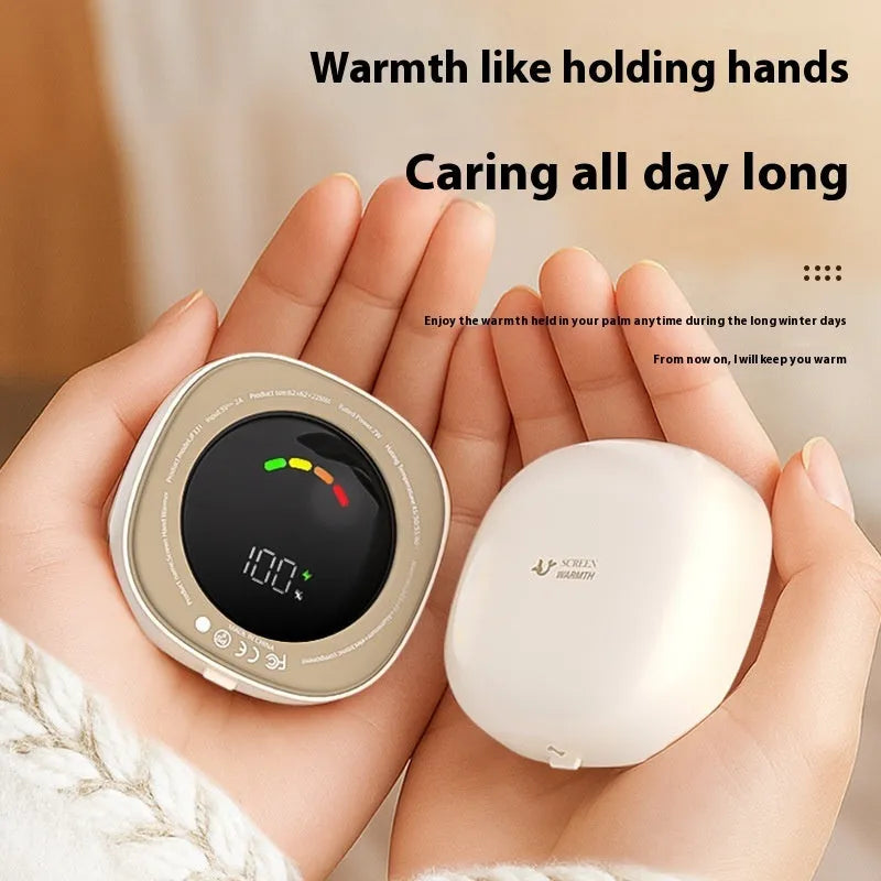 Magnetic mini USB hand warmer in white with double side heating and explosion-proof design