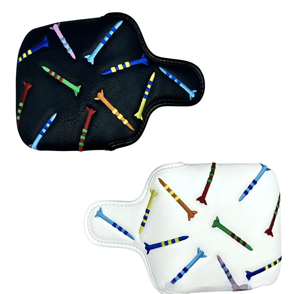 Golf putter protective sleeve with rocket pattern square design in PU leather