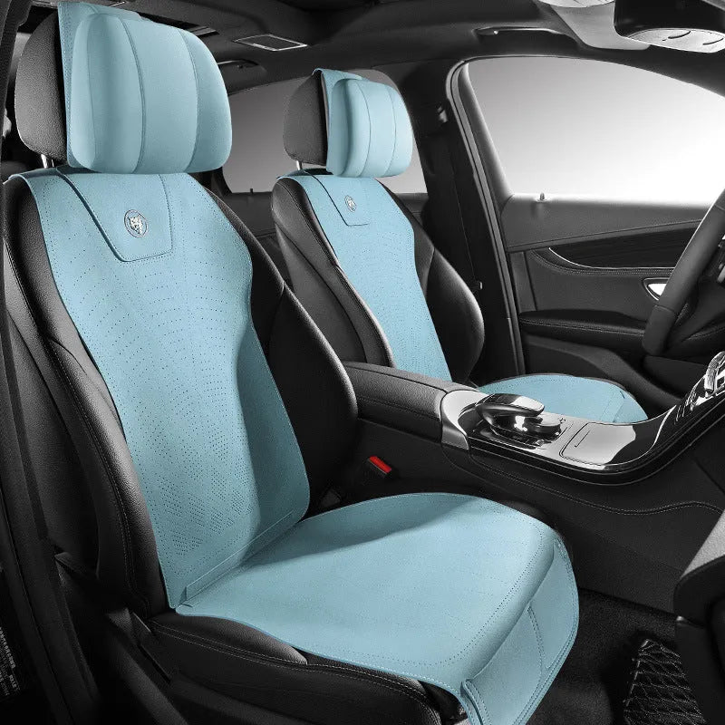 Ultra thin tailored leather car seat cover with gradient hole pattern in Hermes orange colour