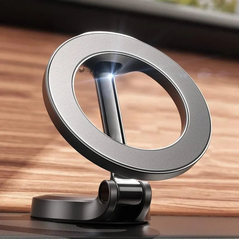 All-metal foldable magnetic car phone mount for dashboard or windscreen mounting