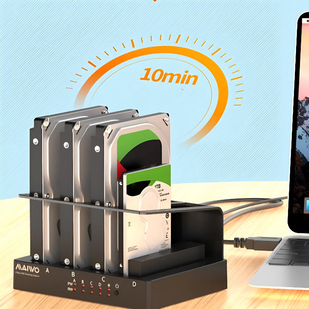 Four-bay 2.5 inch external hard disk docking station with cables and drive brackets