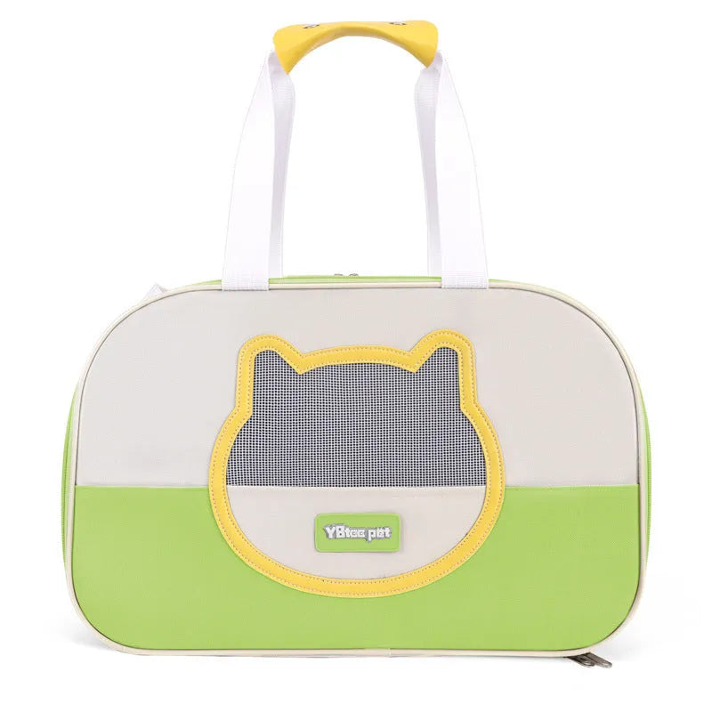 Foldable cat backpack carrier in blue colour with breathable Oxford cloth construction and 15 jin capacity