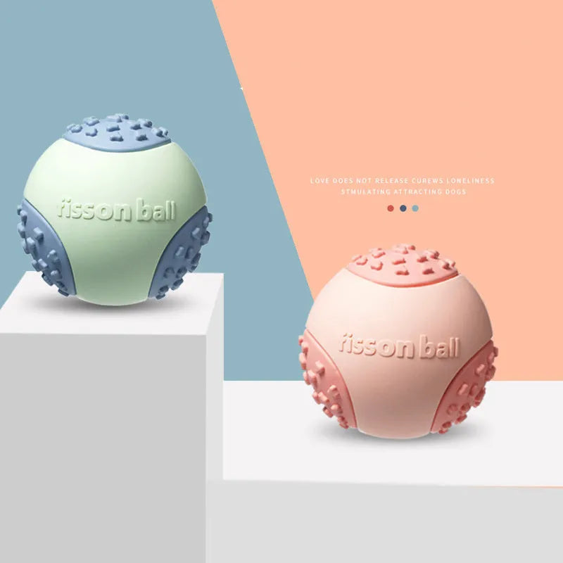 Green rolling ball dog toy with 64mm diameter for interactive pet play