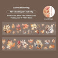 Deciduous Poetry Series decorative PET sticker roll in six colours, showing 40mm width and leaf-themed patterns.