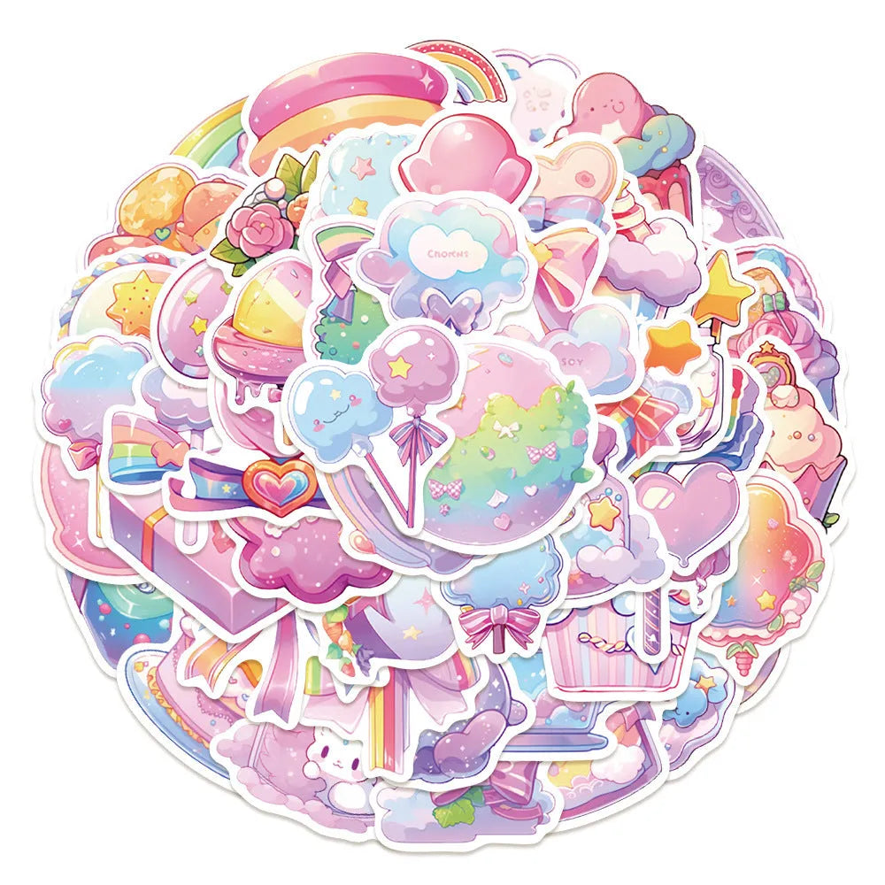 Cute candy small object decorative waterproof stickers in fresh colours for hand account decoration