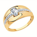 Gold zinc alloy party ring on white background, size 8 available in sizes 6-10