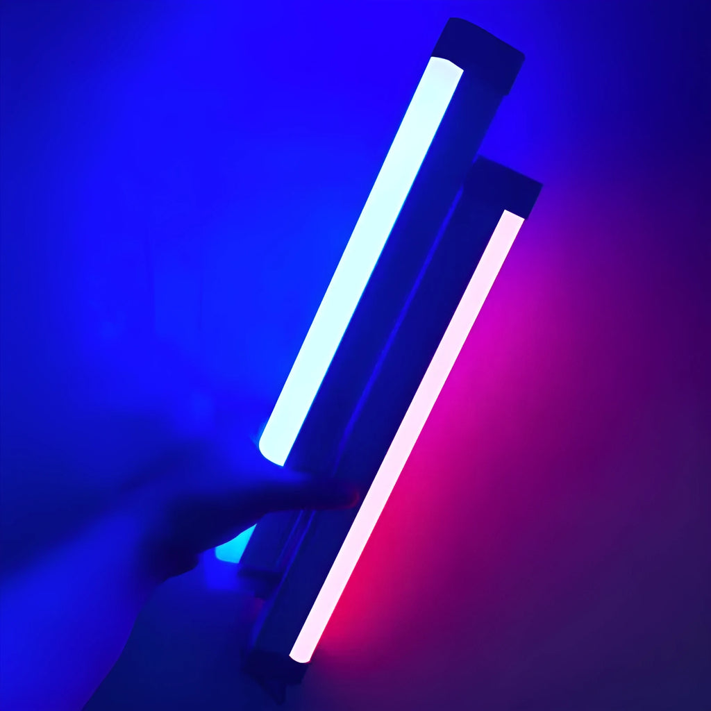 Blue and purple rechargeable LED photo fill light tube stick in 17cm, 32cm and 52cm lengths