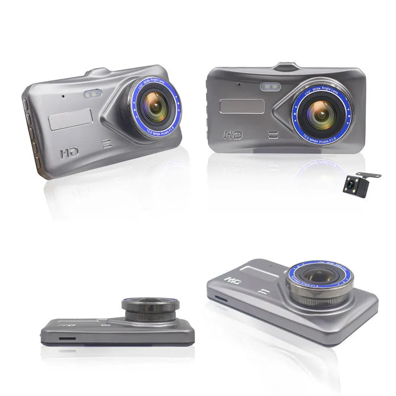 B6T dual lens driving recorder mounted on front windshield with 170° wide angle lens