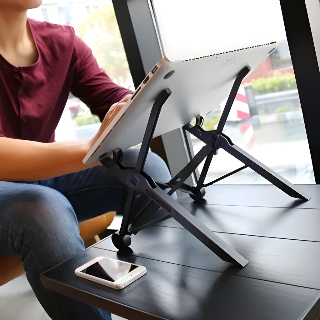Portable folding laptop stand in sagacious black colour with carrying case