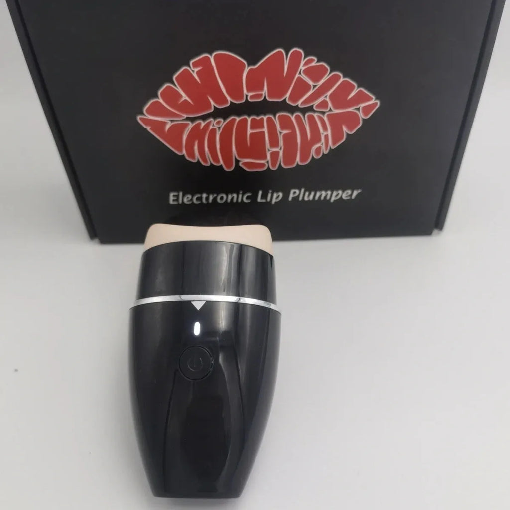 Electric silicone lip plumper device with three speed adjustment buttons in black colour option