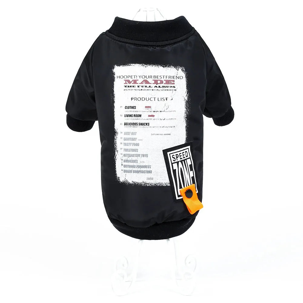 Printed cotton dog clothes winter casual black colour pet clothing for small medium dogs