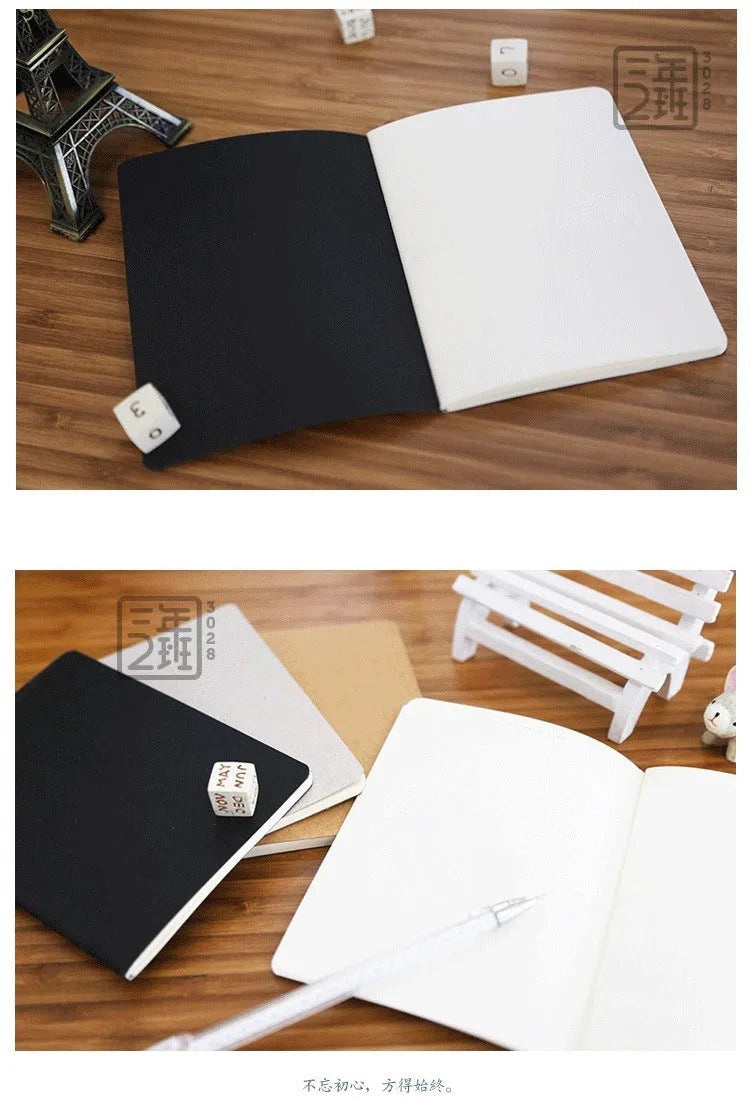 Retro solid-colour A6 graffiti notebook open on a blank page.