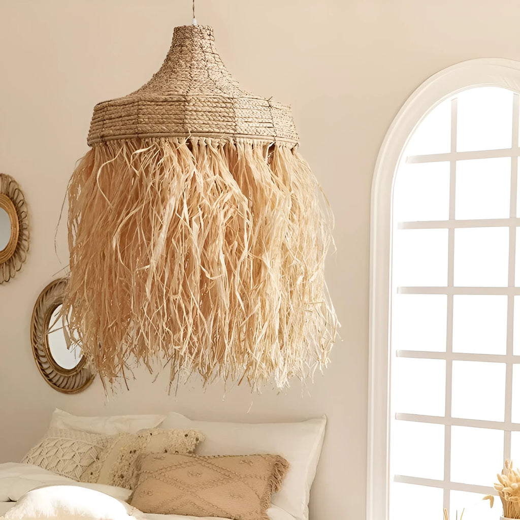 50cm diameter retro restaurant chandelier made from woven willow and wild vetch with Southeast Asian style
