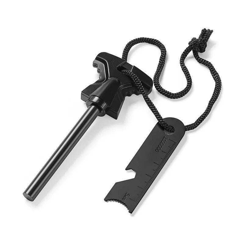 Butterfly-shaped stainless steel firestarter tool with bottle opener function