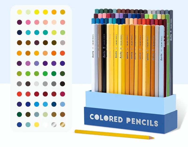 Boxed set of soft core colouring pencils in 72 or 126 colours with basswood casings for art students