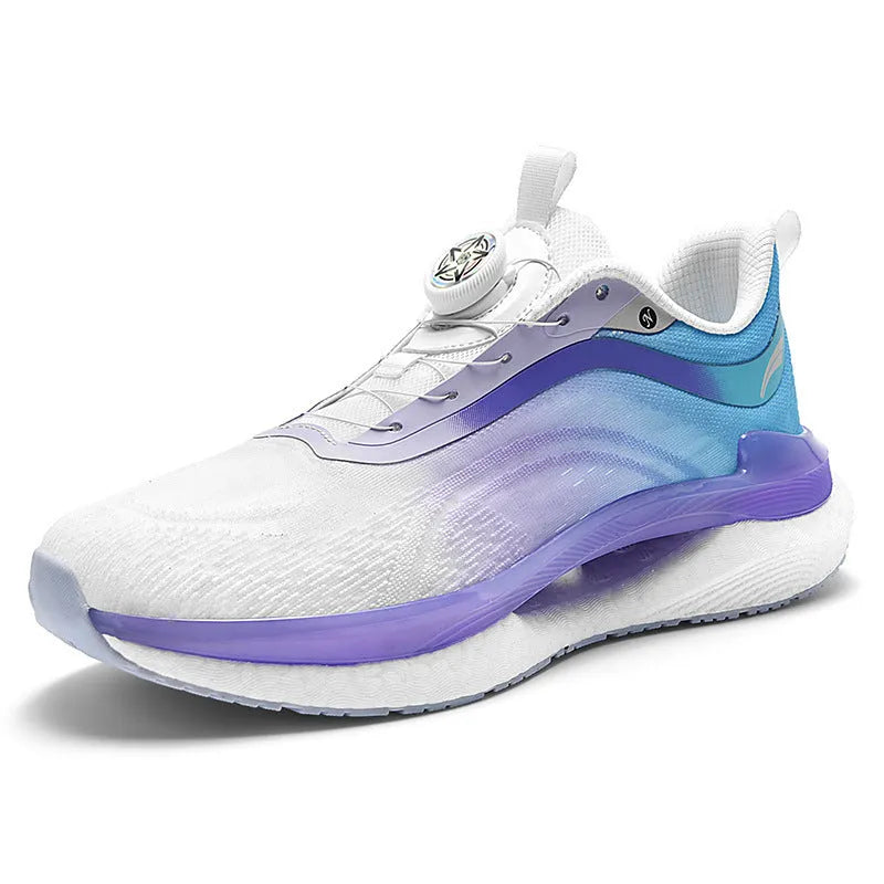 Men's high-top breathable running sneakers in cotton candy colour with buckle fastening and composite sole