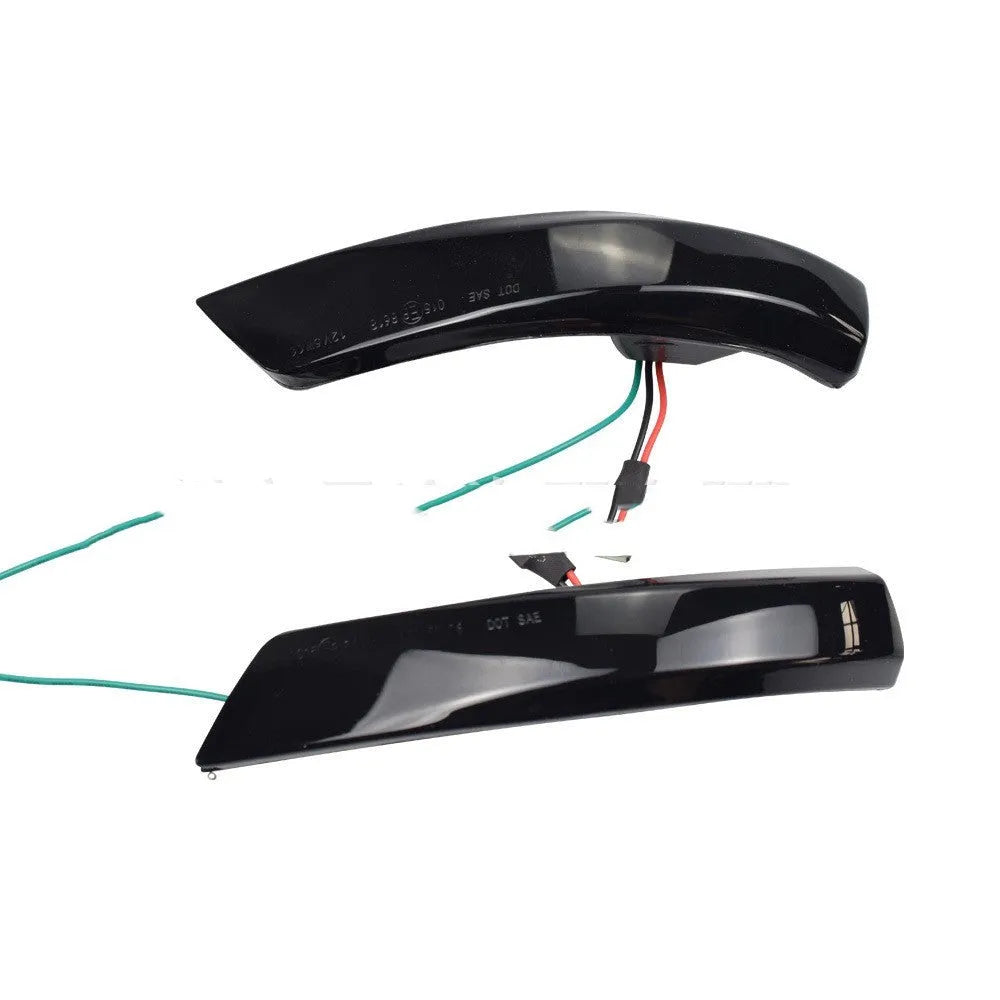 Ford Focus and Mondeo rearview mirror LED waterfall light accessory in yellow and blue two-tone.