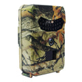Yellow brown plastic 16MP hunting game camera with infrared lights and wide lens for outdoor wildlife monitoring.