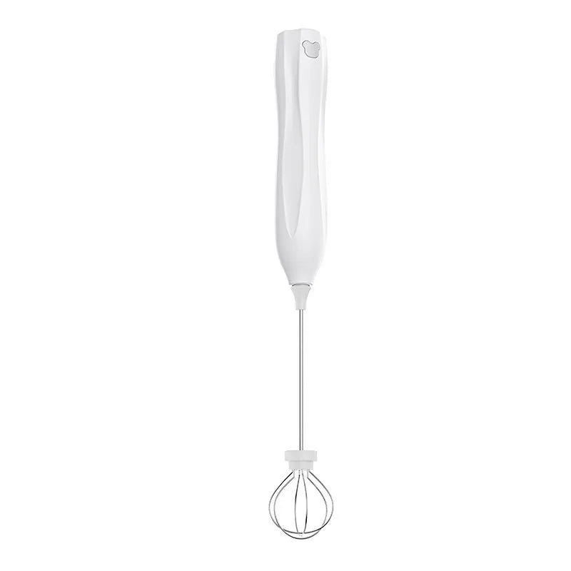 Electric mini mixer milk frother with 304 stainless steel attachment and three-speed control in beige