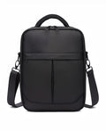 Black Oxford fabric men's shoulder messenger bag showing front view
