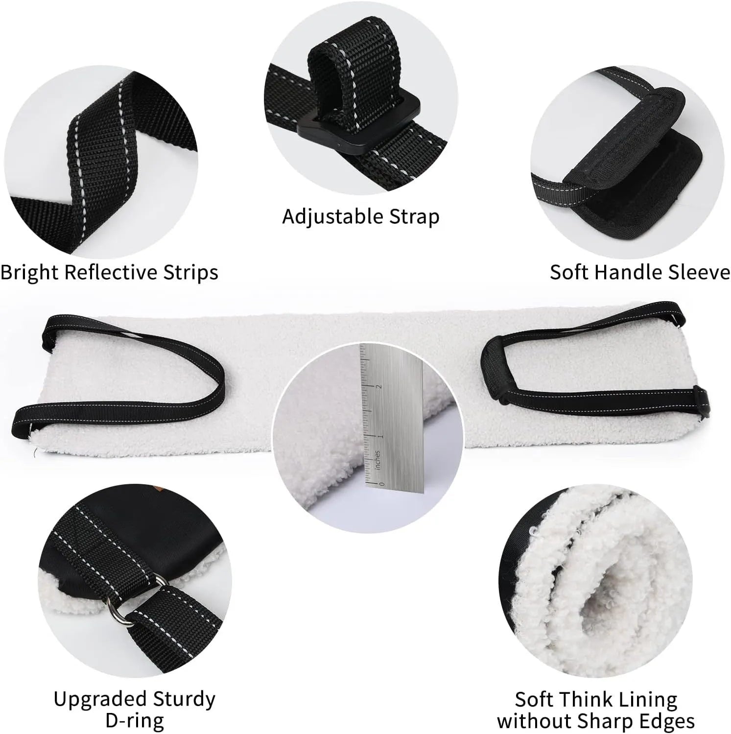 Adjustable dog sling for hind leg support with nylon straps and soft liner