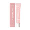 Pink coloured lip balm stick with shea butter and grape seed oil ingredients