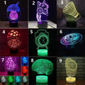 Remote control LED desk lamp with colourful 3D acrylic touch designs on black ABS base