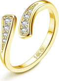 Gold plated geometric toe ring with rhinestone design on alloy base