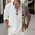 Long sleeve Hawaiian shirt with digital bamboo linen striped pattern in cardigan style