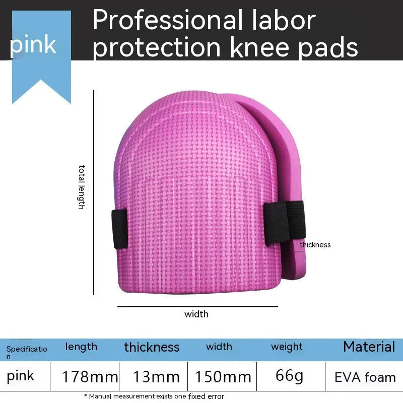A pair of thick EVA foam kneepads in various colours for work and DIY kneeling protection.