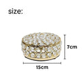 Crystal glass transparent jewellery storage box with French gold metal frame and European-style design
