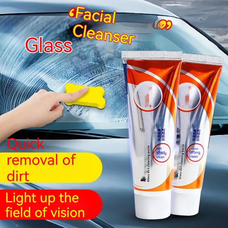 65ml white car windscreen cleaning paste tube with sponge mop applicator for removing oil stains from glass