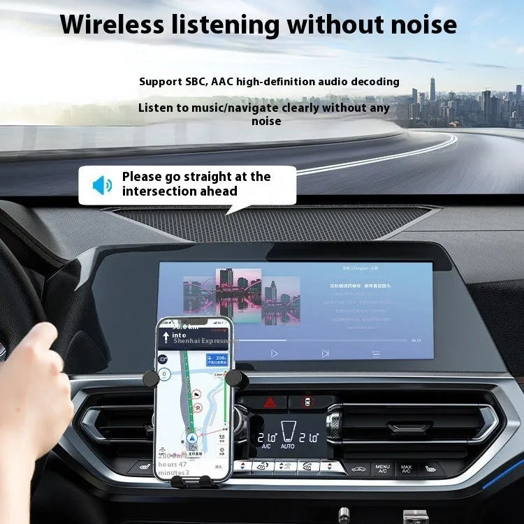 USB car Bluetooth audio receiver with zinc alloy USB connector and 3.5mm audio jack connected by PU-sheathed cable