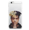 Matte half-wrapped iPhone case with Xxxtentacion exotic pattern design showing anti-knock protection