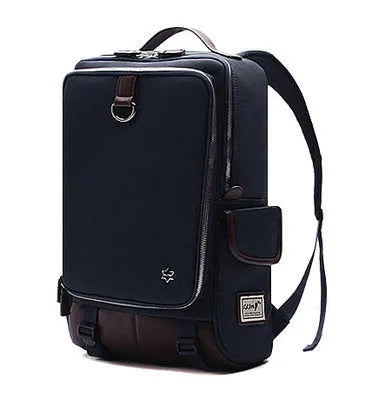 Korean-style men's Oxford cloth backpack in Army Green, showing its large capacity and dimensions.