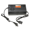 Black 72V20AH electric car battery charger with AU, EU, and US plug style options