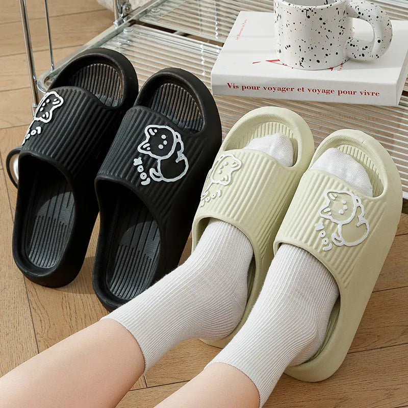 Cat design platform slippers made from soft EVA material with thick non-slip soles