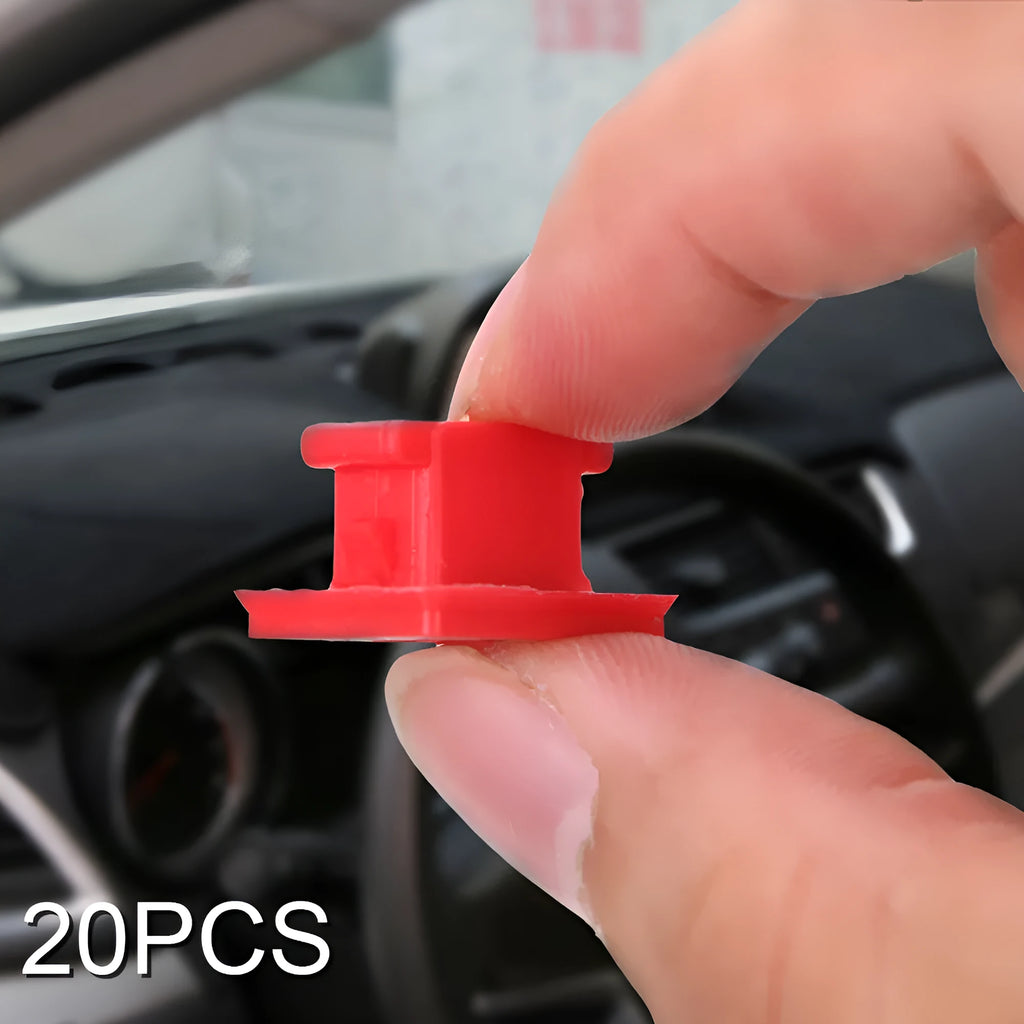 10 plastic BMW interior door trim panel repair clips and buckles on a white background