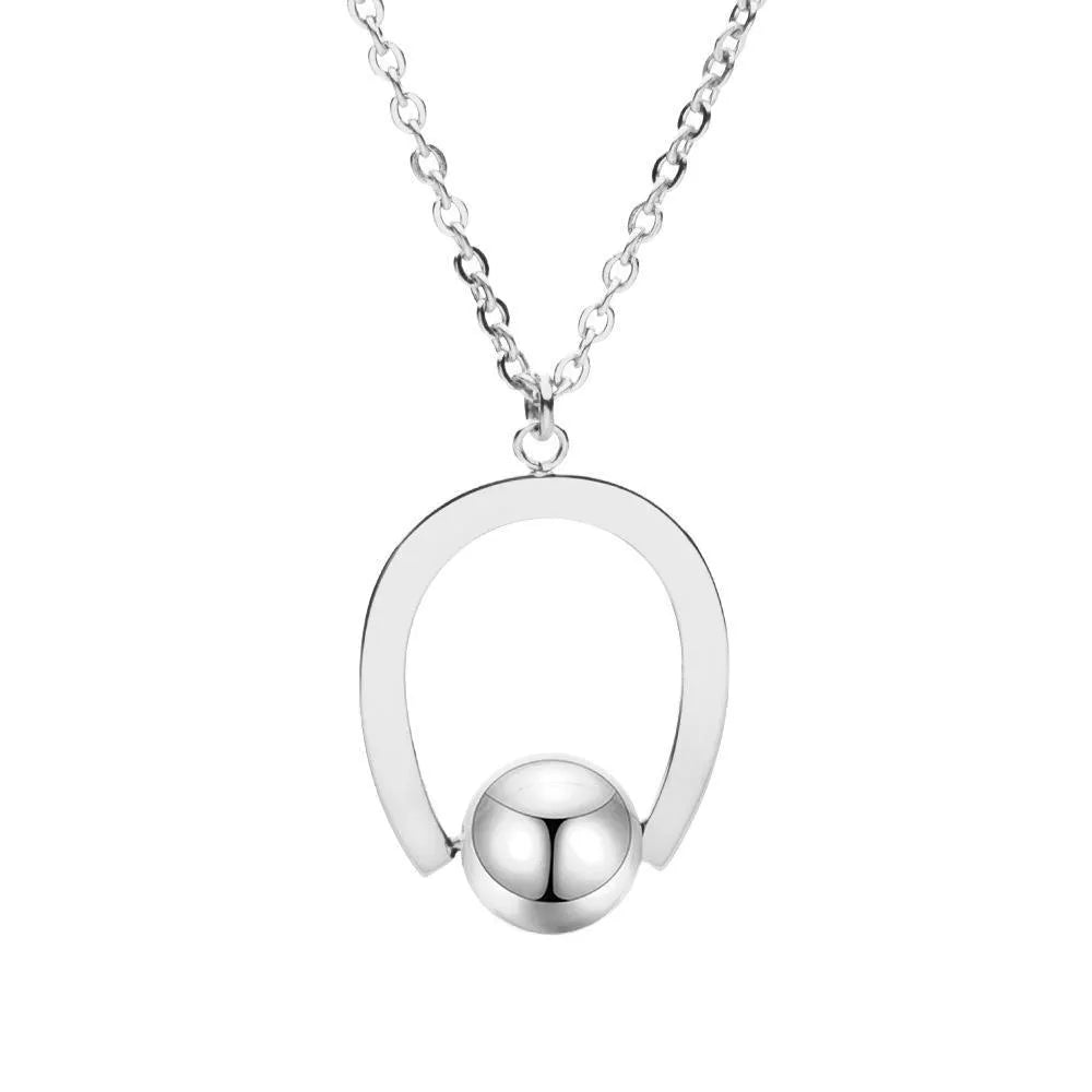Adjustable stainless steel bead chain necklace with geometric pendant in gold electroplated finish