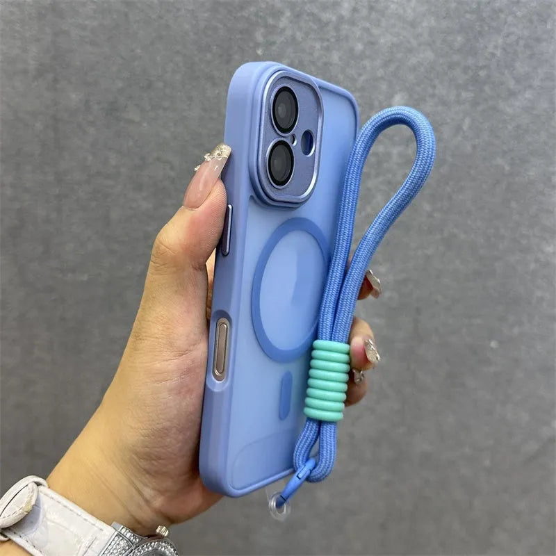 Skin-sensitive frosted magnetic phone case with all-inclusive lens cover for Apple iPhone