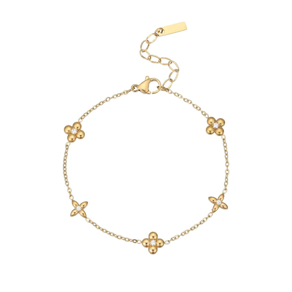 Ins women's gold-plated stainless steel bracelet with a geometric hexagonal star zircon pendant.