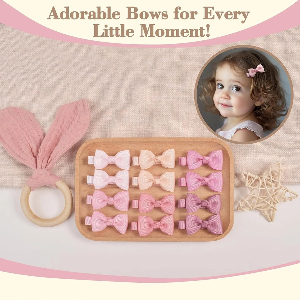 Baby hair clips set with no slip grip in pastel colours including barrettes and bows